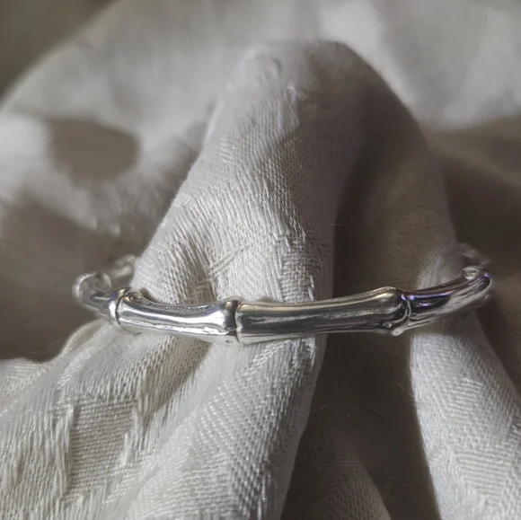 Tiffany & Co Sterling Silver Bamboo Bangle Bracelet - Picture 6 of 15